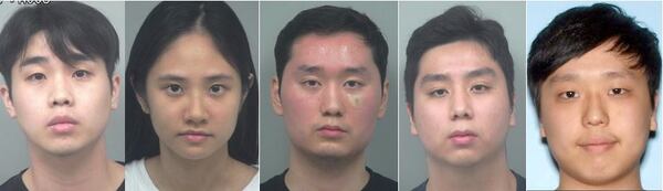 From left: Gawon Lee, Hyunji Lee, Joonho Lee, Joonhyun Lee and Eric Hyun have all been charged with murder, according to police.