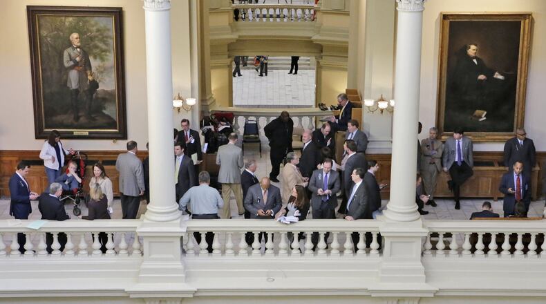 Reforms passed in 2013 capped lobbying spending on public officials at $75 per gift, but the new rules have plenty of loopholes. For the past three years, lobbyists have spent an average of about $770,000 annually, mostly on state lawmakers who passed the reforms. BOB ANDRES / BANDRES@AJC.COM