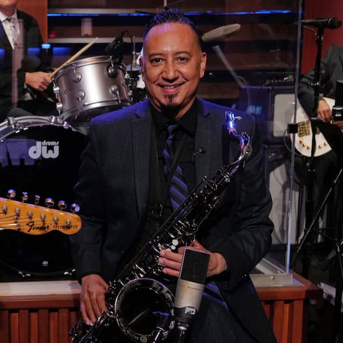 This image released by Disney shows Cleto Escobedo on the set of "Jimmy Kimmel Live!" in March 2025. (Randy Holmes/Disney via AP)