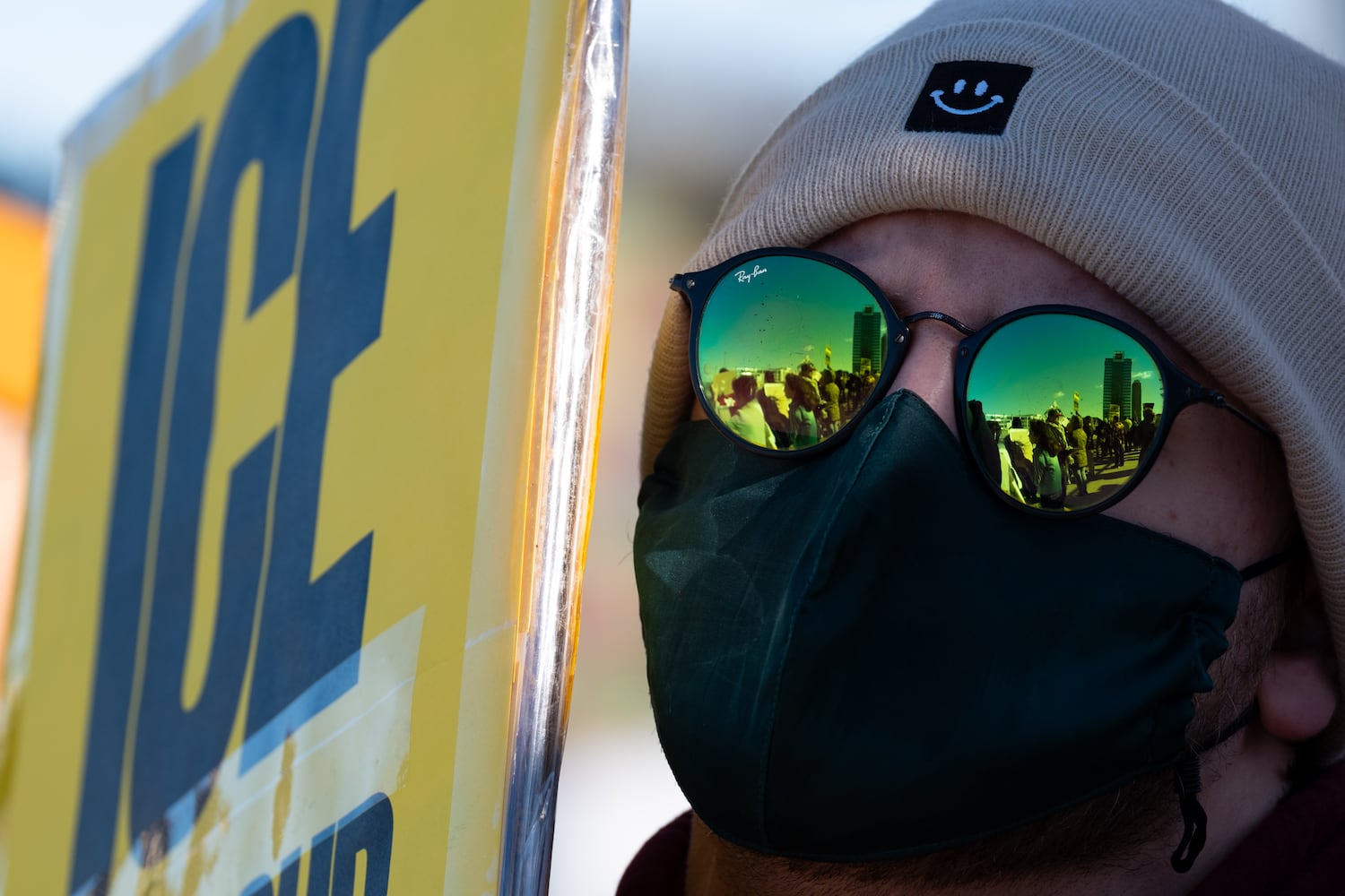 People gather on the 17th Street Bridge in Atlanta on Sunday, Jan. 11, 2026 to protest the ICE shooting of Renee Good and the US military action in Venezuela. Ben Gray for the Atlanta Journal-Constitution