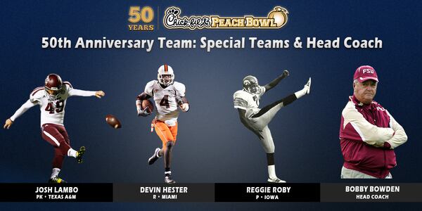 The Chick-fil-A Peach Bowl 50th Anniversary Team's special teams and head coach. (Chick-fil-A Peach Bowl)