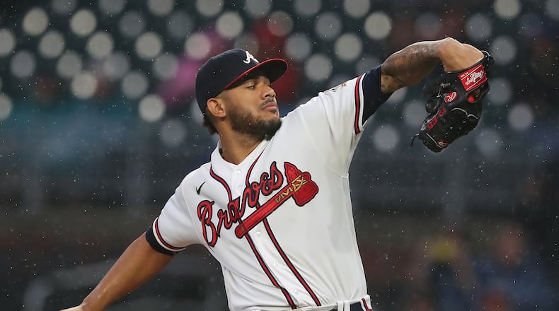 Braves starting pitcher Huascar Ynoa delivers against the Colorado Rockies on Sept 15, 2021, in Atlanta.    “Curtis Compton / Curtis.Compton@ajc.com”