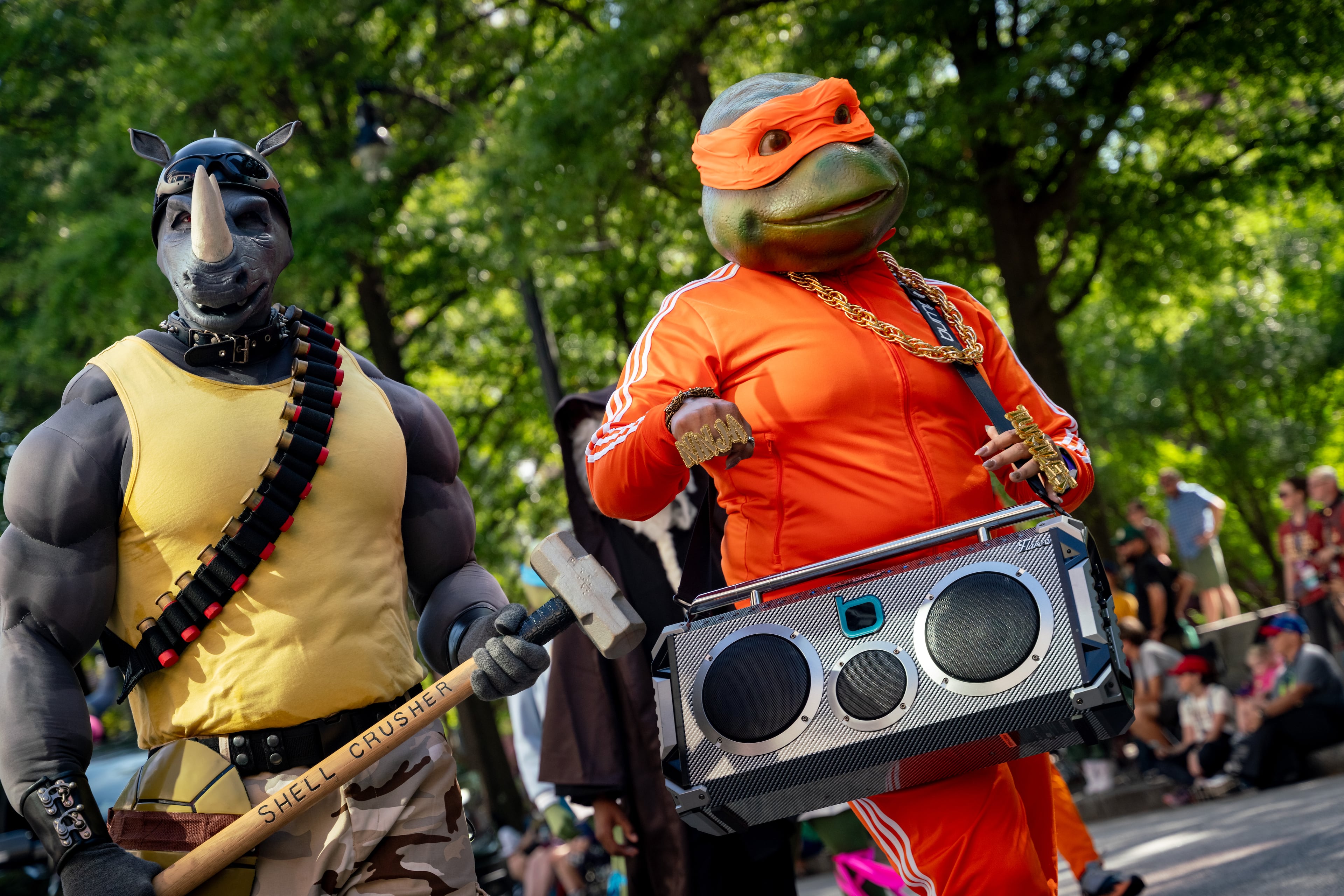 Thousands lined up along Peachtree Street on Saturday morning, August 31, 2024, for the annual Dragon Con parade in Atlanta. (Ben Hendren for The Atlanta Journal-Constitution)