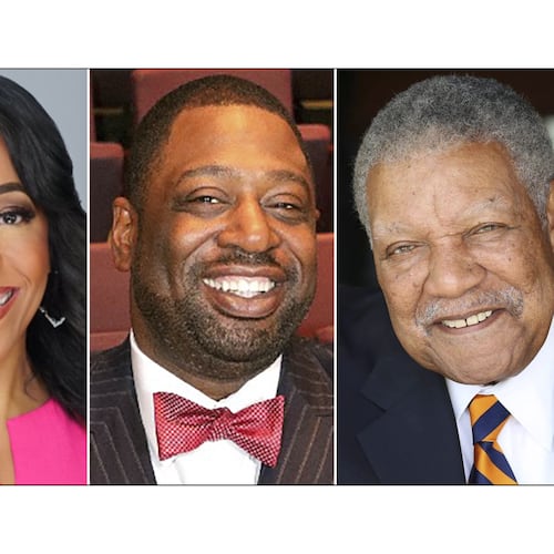 (From left) Fulton County Commissioners Mo Ivory and Marvin S. Arrington Jr. and Fulton County Chairman Robb Pitts. (AJC file photos)