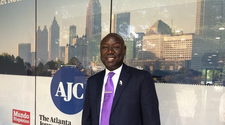 Benjamin Crump came by the AJC earlier this week to promote his TV One show "Evidence of Innocence" along with an upcoming Trayvon Martin series on Paramount Network.