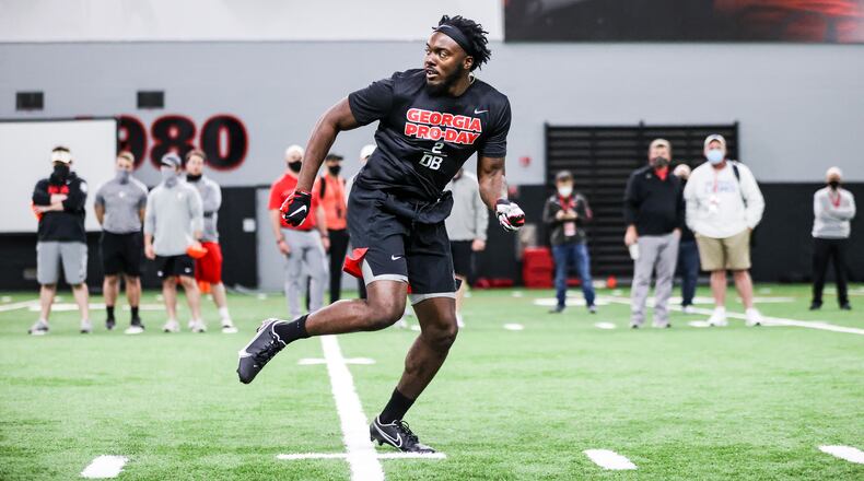 Richard LeCounte concentrates while participating in a drill.