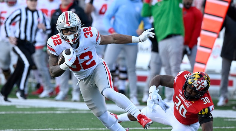 Ohio State's TreVeyon Henderson likely will suit up against Georgia in the Peach Bowl. (Greg Fiume/TNS)