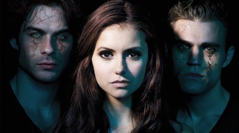 The three leads of "The Vampire Diaries": Ian Somerhalder, Nina Dobrev and Paul Wesley. CREDIT: the CW