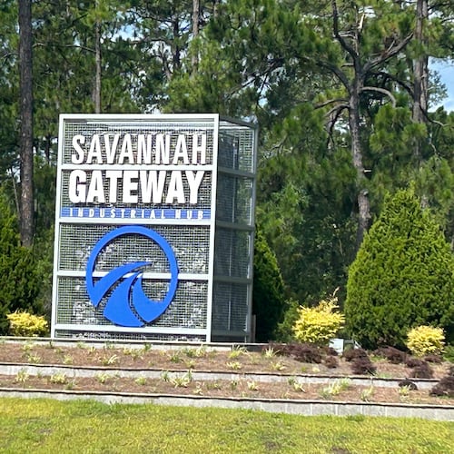 The Savannah Gateway Industrial Hub near Rincon is home to several logistics companies and is the planned site of coastal Georgia’s first data center. (Adam Van Brimmer/AJC)