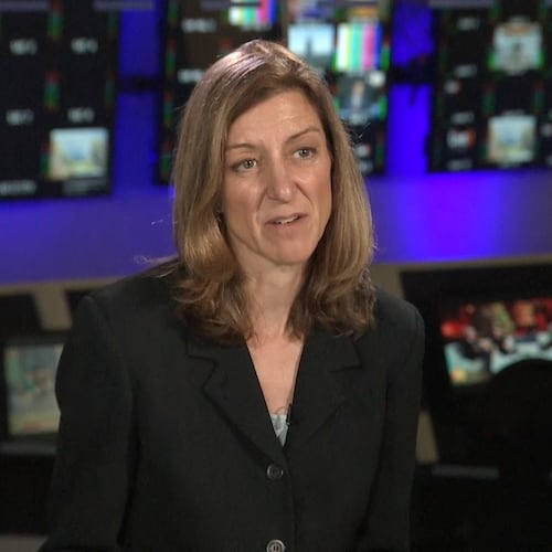 Former Rep. Elaine Luria, D-Va., speaks during an interview with The Associated Press in Washington, Tuesday, Nov. 11, 2025. (AP PhotoMike Pesoli)