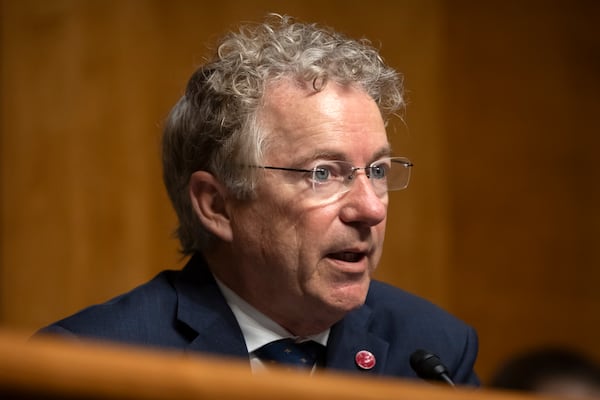 Committee chairman Sen. Rand Paul, R-Ky., speaks during a hearing of the Senate Committee on Homeland Security and Governmental Affairs on Capitol Hill, Thursday, April 3, 2025, in Washington. (AP Photo/Mark Schiefelbein)