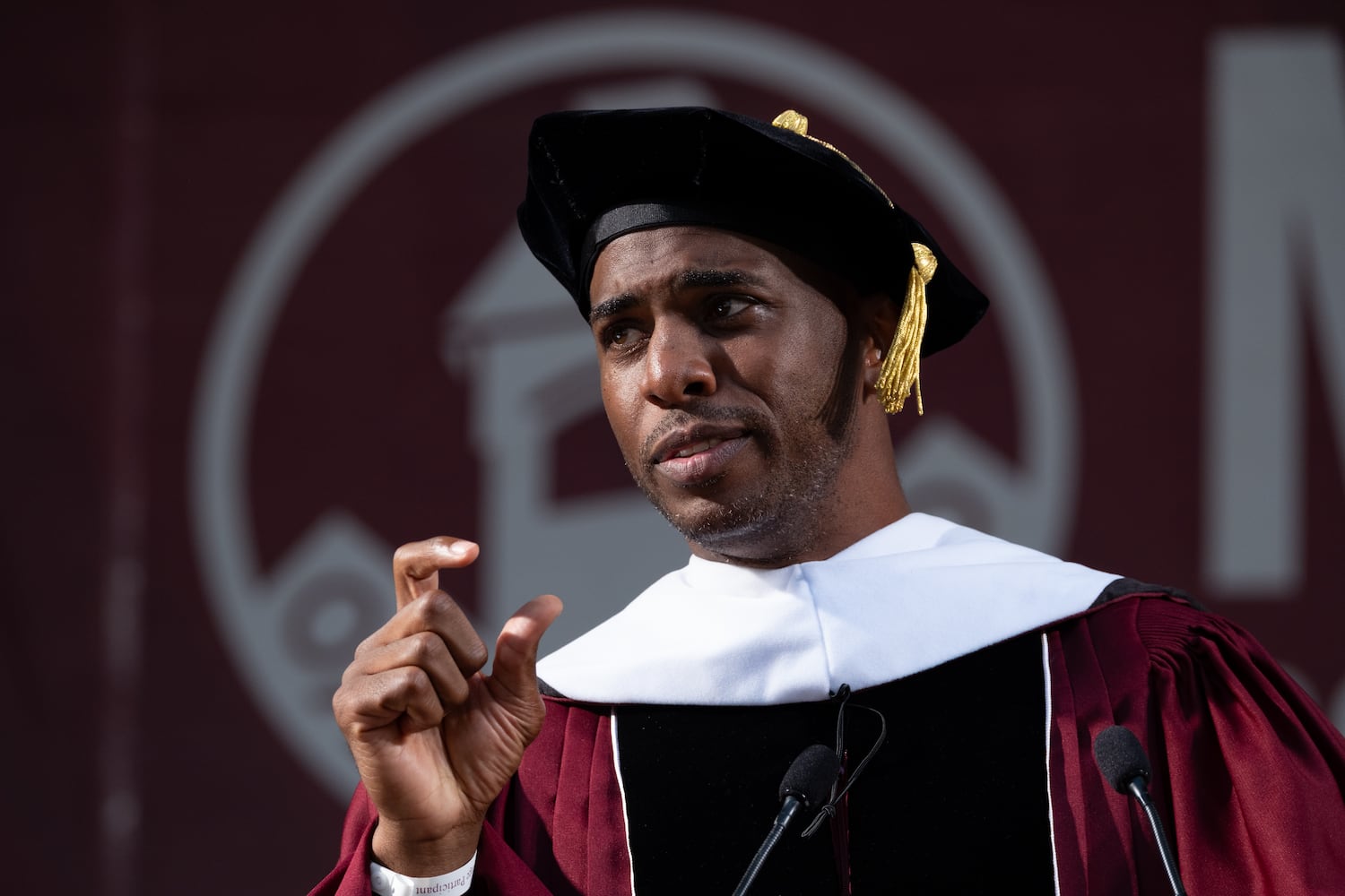 NBA All-Star Chris Paul delivers the commencement address at Morehouse College on Sunday, May 17, 2026. (Ben Gray for the AJC)