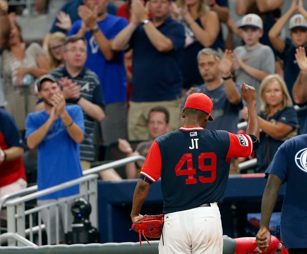 Photos: Braves wear unique nickname uniforms, beat Rockies