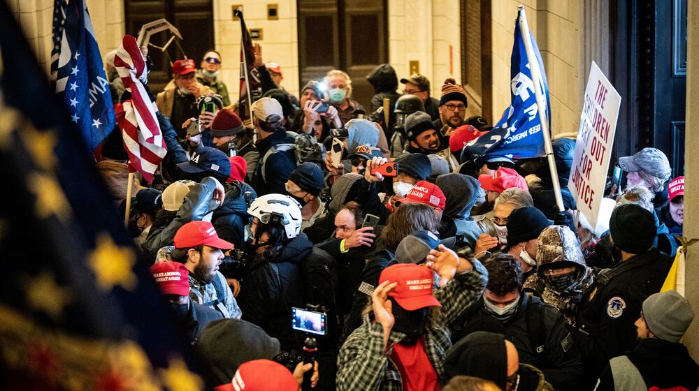 Supporters of President Donald Trump swarm inside the Capitol building in Washington, Jan. 6, 2021. The House select committee investigating the Capitol attack issued 11 more subpoenas on Wednesday, Sept. 29, targeting allies of President Donald Trump who were involved in the planning and organizing of the “Stop the Steal” rally that fueled the mob violence on Jan. 6. (Erin Schaff/The New York Times)