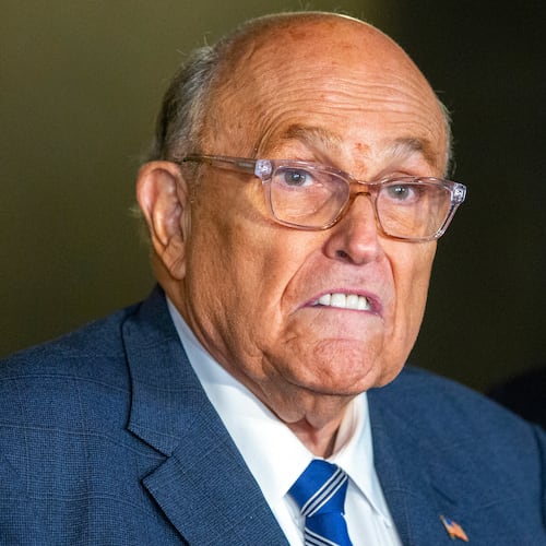 FILE - Rudy Giuliani speaks to the media outside Manhattan federal court in New York, Jan. 3, 2025. (AP Photo/Ted Shaffrey, File)
