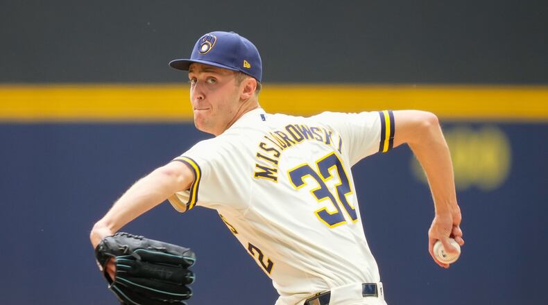 Milwaukee Brewers pitcher Jacob Misiorowski throws during the first inning of a baseball game against the St. Louis Cardinals Monday, May 25, 2026, in Milwaukee. (AP Photo/Kayla Wolf)
