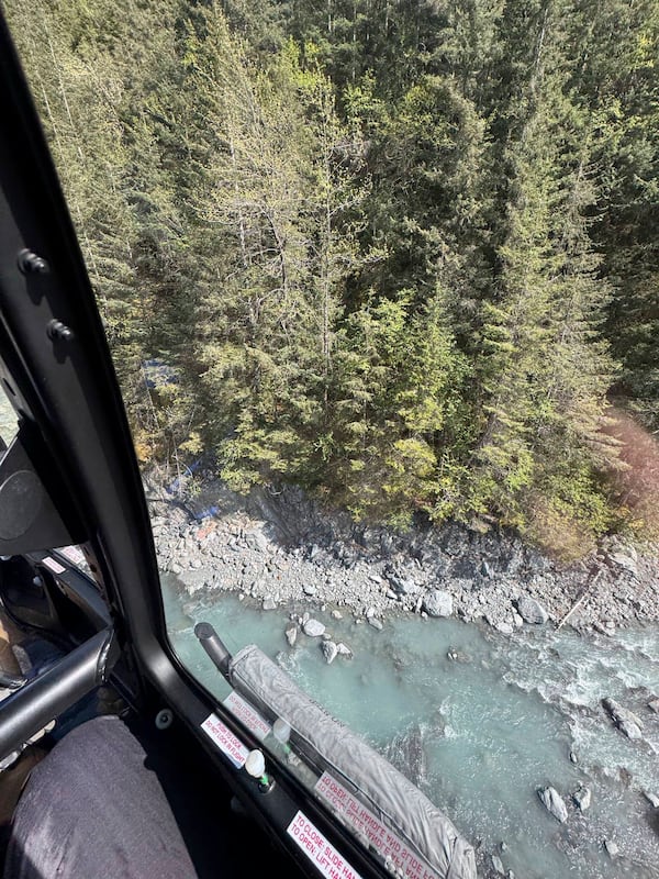 This May 24, 2025, photo shows the creek near Seward, Alaska, where Kell Morris was trapped under a 700 pound rock. (Jason Harrington/Seward Fire Department via AP)
