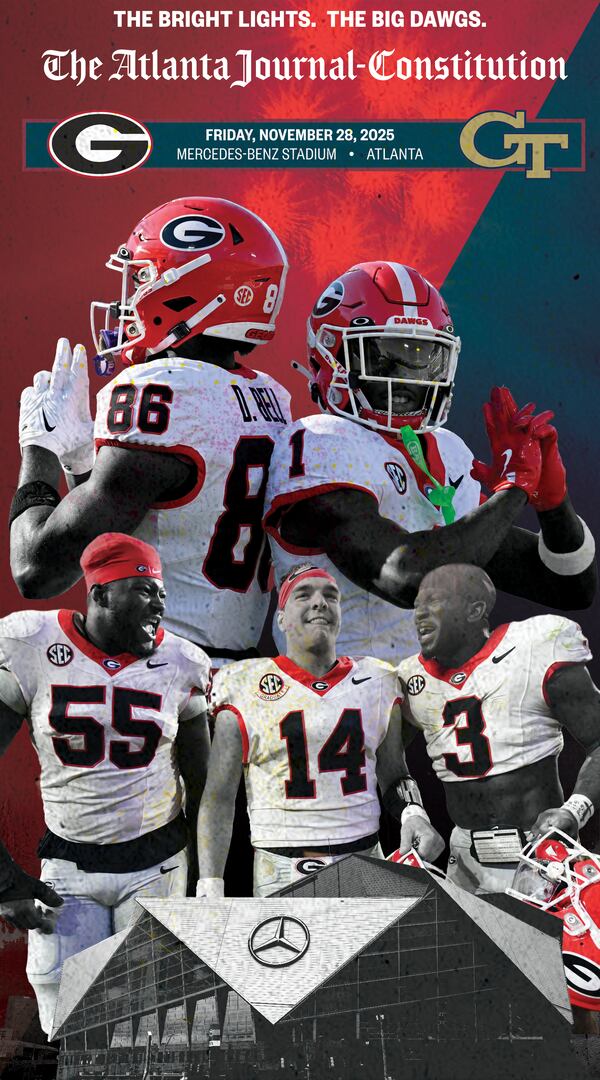 This Georgia-Georgia Tech poster will be available in the print edition of the AJC on Sunday, Nov. 23, 2025.