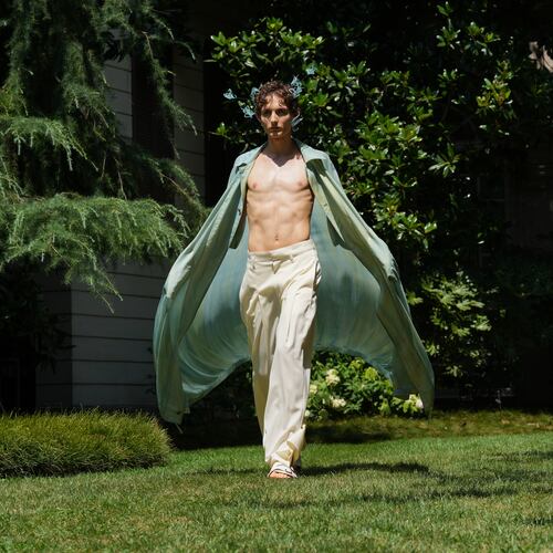 A model wears a creation as part of the Shinyakozuka Spring/Summer 2027 collection, presented in Milan, Italy, Monday, June 22, 2026. (AP Photo/Antonio Calanni)