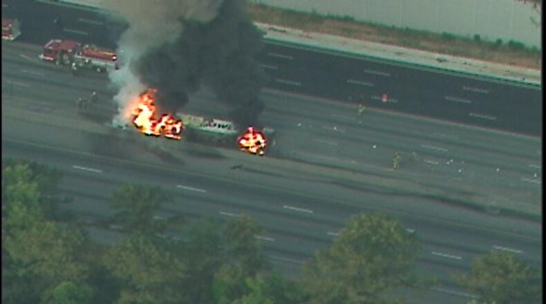 All lanes of I-75 in Henry County were shut down at one point Tues., May 31, 2016. (Credit: Channel 2 Action News)