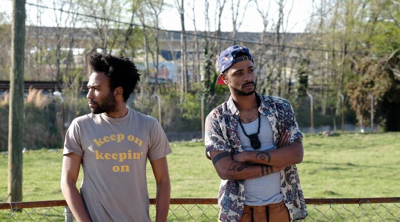 ATLANTA -- “The Streisand Effect” -- Episode 104 (Airs Tuesday, September 20, 10:00 pm e/p) Pictured: (l-r) Donald Glover as Earnest Marks, Keith Standfield as Darius. CR: Guy D'Alema/FX