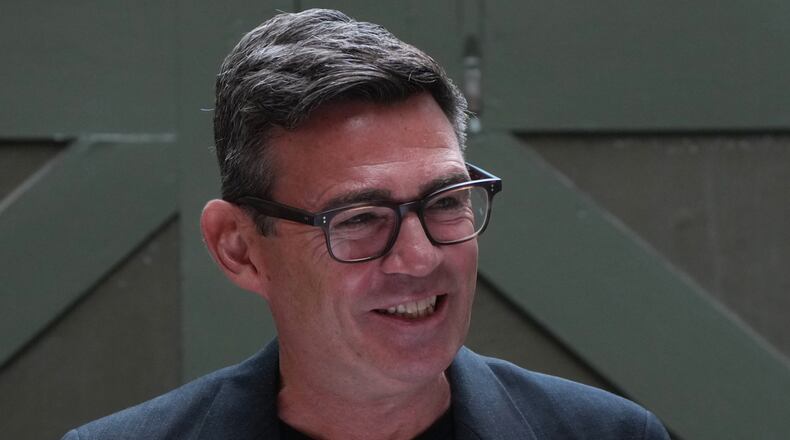 Labour Party's Andy Burnham delivers a speech at the People's History Museum in Manchester, England, Monday, June 29, 2026.(AP Photo/Alastair Grant)