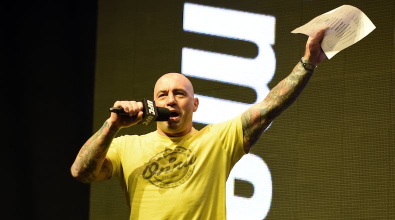 LAS VEGAS, NV - JULY 08: Commentator Joe Rogan speaks during weigh-ins for UFC 200 at T-Mobile Arena on July 8, 2016 in Las Vegas, Nevada. (Photo by Ethan Miller/Getty Images)