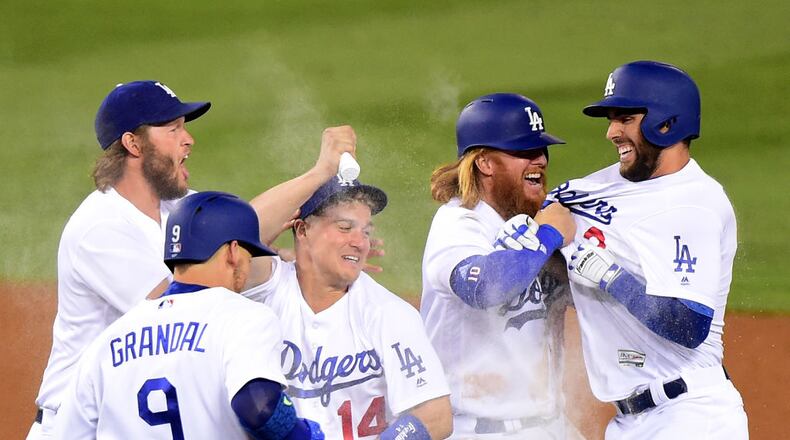 The Dodgers celebrated after clinching their first World Series berth since 1988.