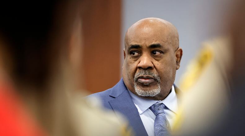 Duane Davis appears in court during his murder trial, related to the 1996 killing of rapper Tupac Shakur, at Clark County District Court Regional Justice Center in Las Vegas, Monday, Aug. 17, 2026. (Steve Marcus/Pool Photo via AP)