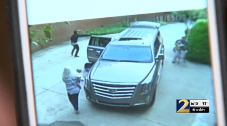 This is footage from the woman’s driveway in Dalton during the robbery.