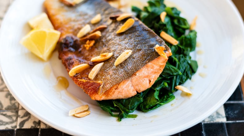 Trout Almondine with Spinach