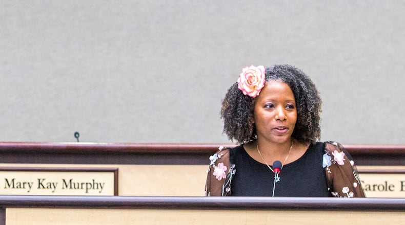 Gwinnett County school board Chair Tarece Johnson has raised concerns over equity in the district's budget. (Jenni Girtman for The Atlanta Journal-Constitution)