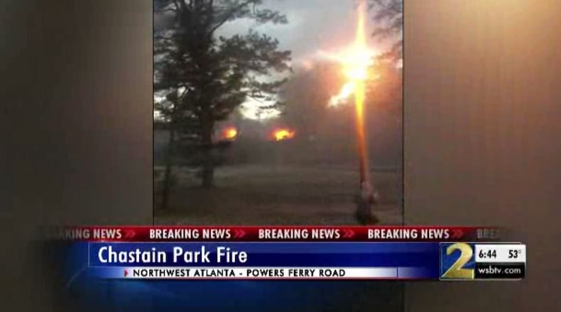 A large metal storage building caught fire at Chastain Park Friday night.