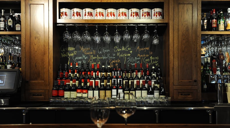 The bar at Osteria Mattone in Roswell. (BECKY STEIN)