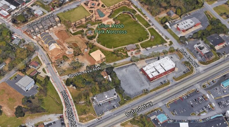 Norcross will hold a public meeting for input on the development area surrounding Lillian Webb Park. Google Maps