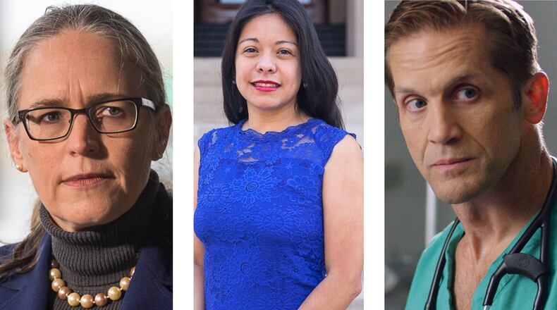 Democrats Carolyn Bourdeaux (left) and state Rep. Brenda Lopez Romero will face off in a runoff for their party's nomination in Georgia's Congressional District 7. The winner will face emergency room Dr. Rich McCormick.