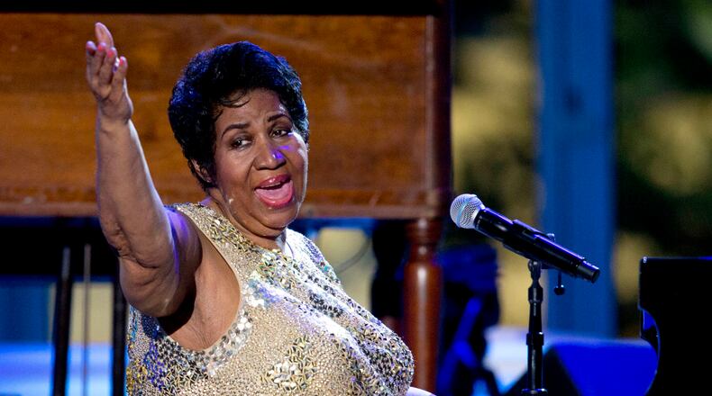 Aretha Franklin, performing in April 2016. (AP Photo/Carolyn Kaster, File)