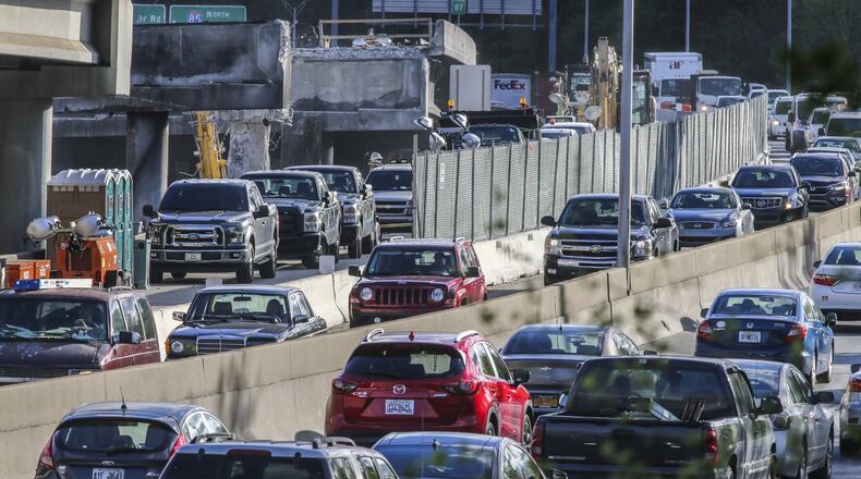 One week after a massive fire caused part of I-85 to collapse and shut down the interstate and some alternate routes, a portion of one of those routes reopened Thursday, April 6, 2017.