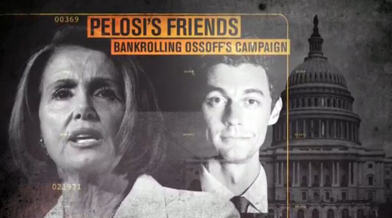 A screenshot for a new attack ad targeting Jon Ossoff.
