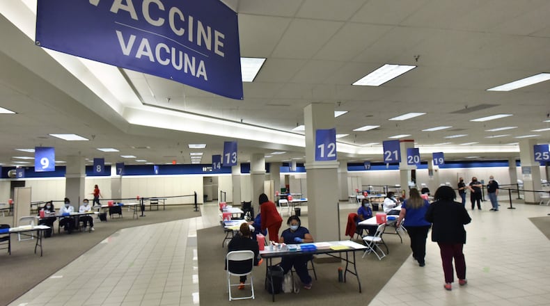 Gwinnett County, Georgia’s largest school district, plans to send staff to the county’s new mass vaccination site at the old Sears building at the Gwinnett Place Mall, but it will also encourage them to get vaccinated at their own doctor’s office if they can. (Hyosub Shin / Hyosub.Shin@ajc.com)