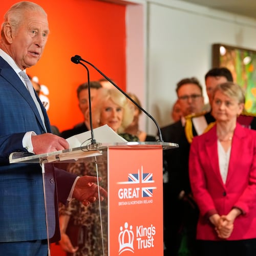 Britain's King Charles III speaks during a cultural reception Wednesday, April 29, 2026, in New York. (AP Photo/Yuki Iwamura, Pool)