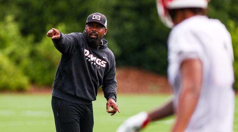 Georgia defensive backs coach Fran Brown during Georgia’s practice session in Athens, Ga., on Thursday, Aug. 3, 2023. (Tony Walsh/UGAAA)