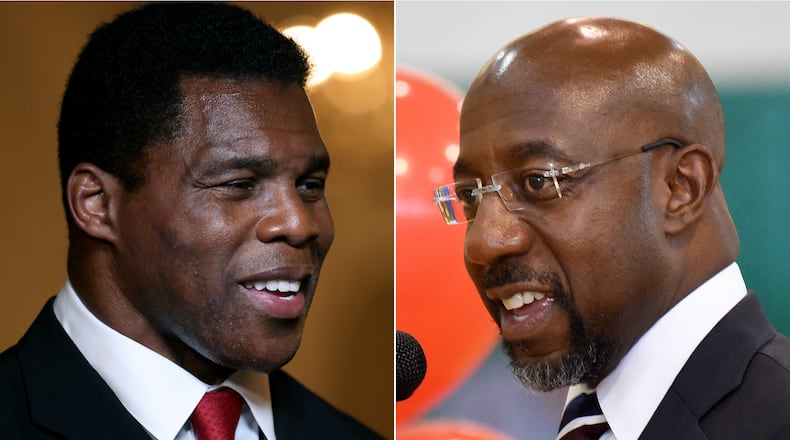 Republican U.S. Senate candidate Herschel Walker, left, said he will debate Democratic U.S. Sen. Raphael Warnock on Oct. 14 in Savannah.