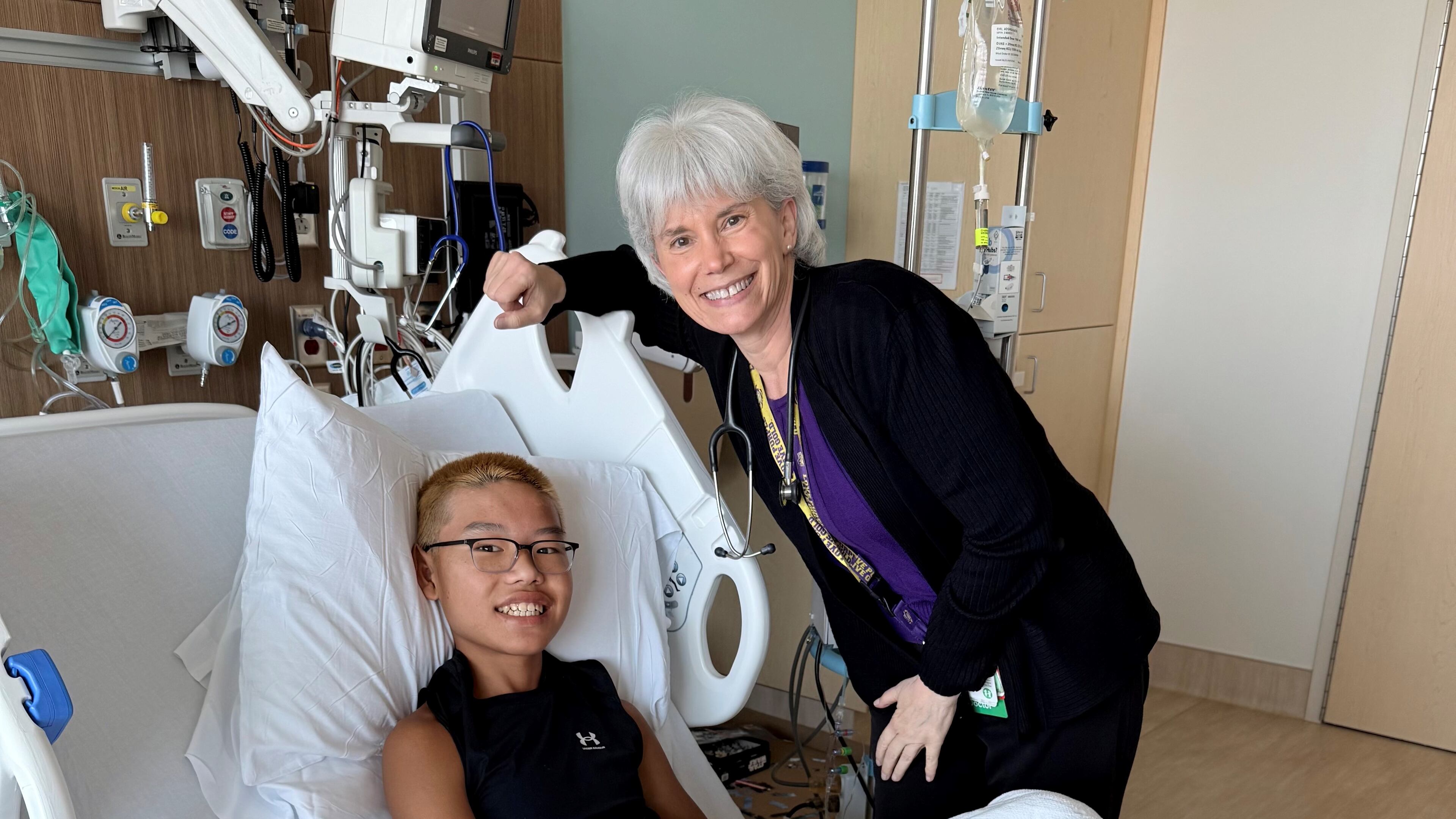 Josh Dri with his hematologist, Dr. Jeanne Boudreaux, at Children's Healthcare of Atlanta. (Courtesy of the Dri family)