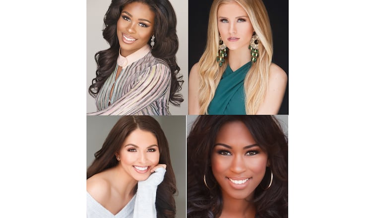 (clockwise from top left) Miss Fulton County Chari Guzman, Miss Historic Buford Alexa Gilomen, Miss Capital City Paula Smith and Miss Atlanta Brooke Doss all won preliminary awards in Miss Georgia competition Wednesday night.