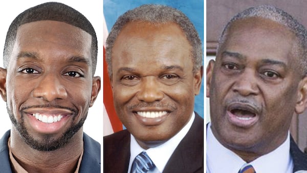 Everton Blair (left) and Emanuel Jones (right) are also challenging David Scott (center) for his seat representing Georgia's 13th congressional district.