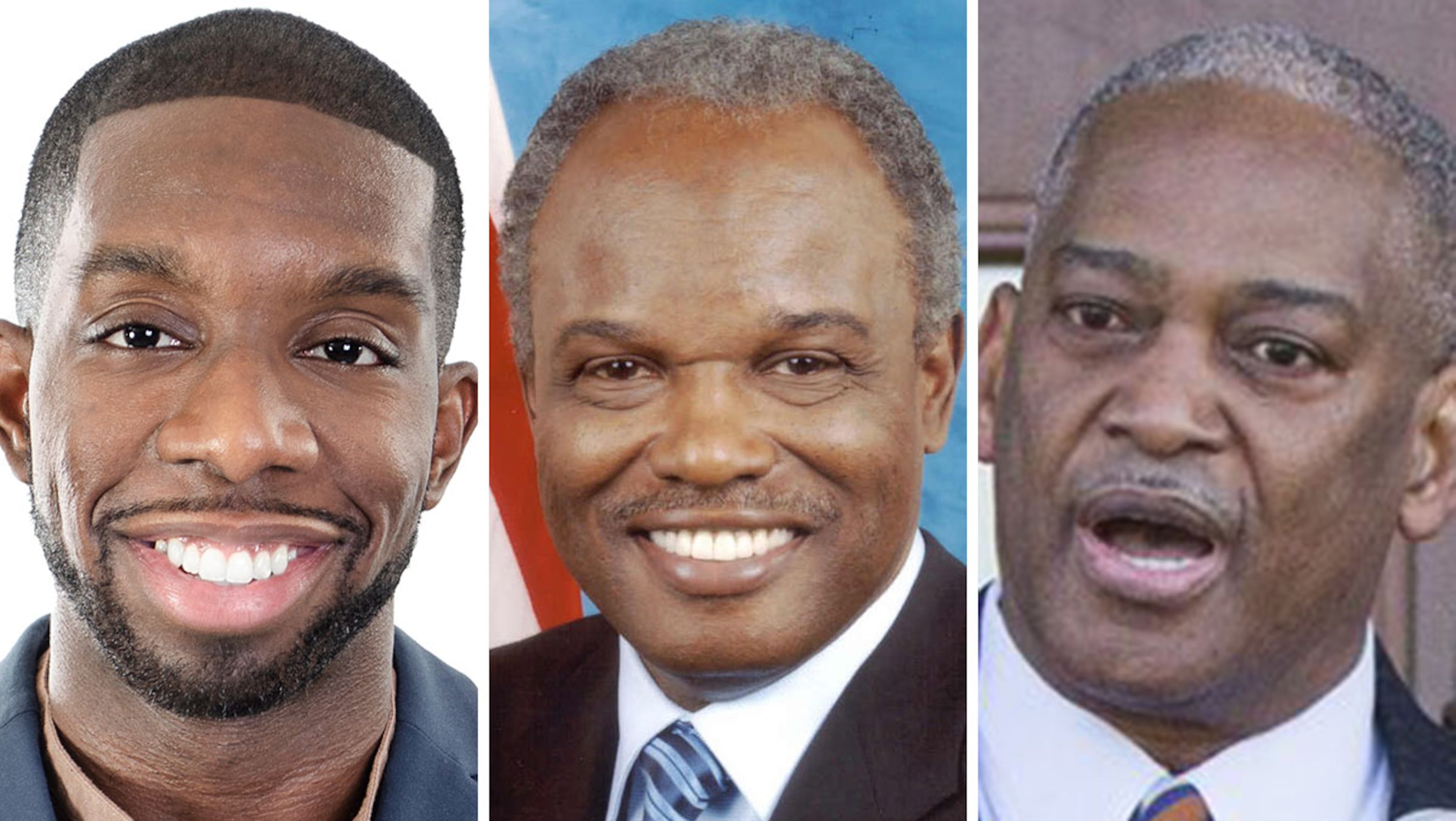Everton Blair (left) and Emanuel Jones (right) are also challenging David Scott (center) for his seat representing Georgia's 13th congressional district.