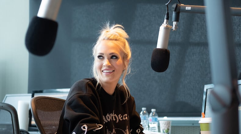 NASHVILLE, TN - APRIL 19: Singer Carrie Underwood visits "The Highway" at SiriusXM Nashville Studios at Bridgestone Arena on April 19, 2018 in Nashville, Tennessee. (Photo by Jason Kempin/Getty Images for SiriusXM)