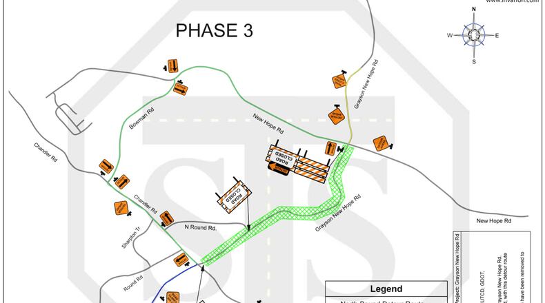 Work will begin June 10 to replace more than two miles of a water main along Grayson New Hope Road. Detours will be clearly marked. (Courtesy Gwinnett County Department of Water Resources)