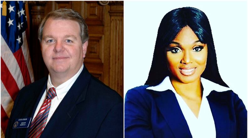 Senate Minority Leader Steve Henson, D-Stone Mountain, is facing Sabrina McKenzie in Tuesday’s Democratic primary. It his his first opponent in eight years and first primary opponent since 2002. Courtesy photos.